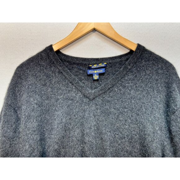 Club Room Men's Cashmere V Neck Pullover Sweater Knit Long Sleeve Size XL Gray - Picture 3 of 11